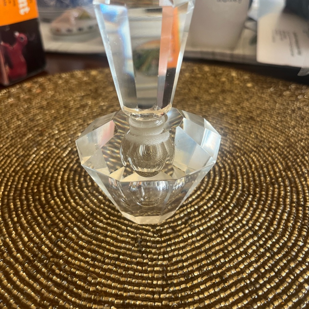Vintage Heavy Faceted Crystal Perfume Bottle.